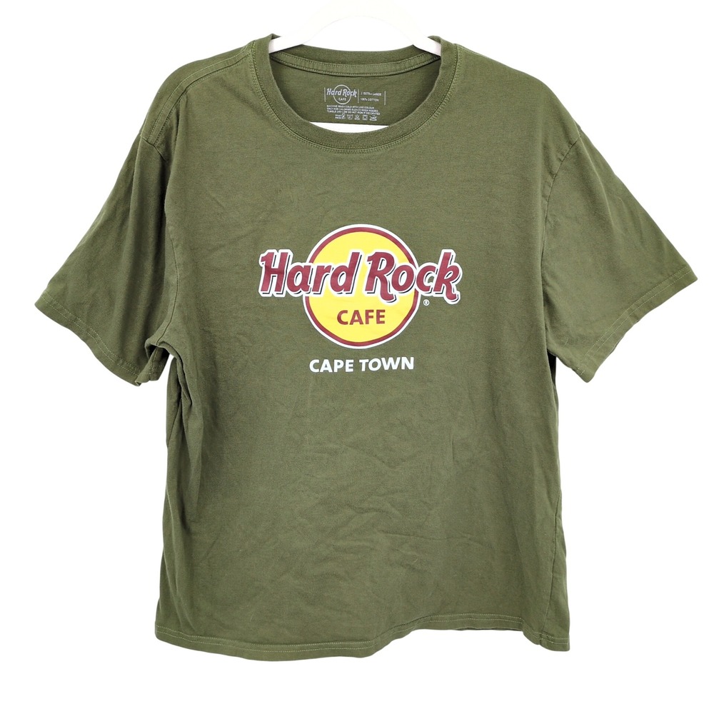 Hard‎ Rock Cafe Cape Town Tee Olive Green Logo Graphic South Africa XL